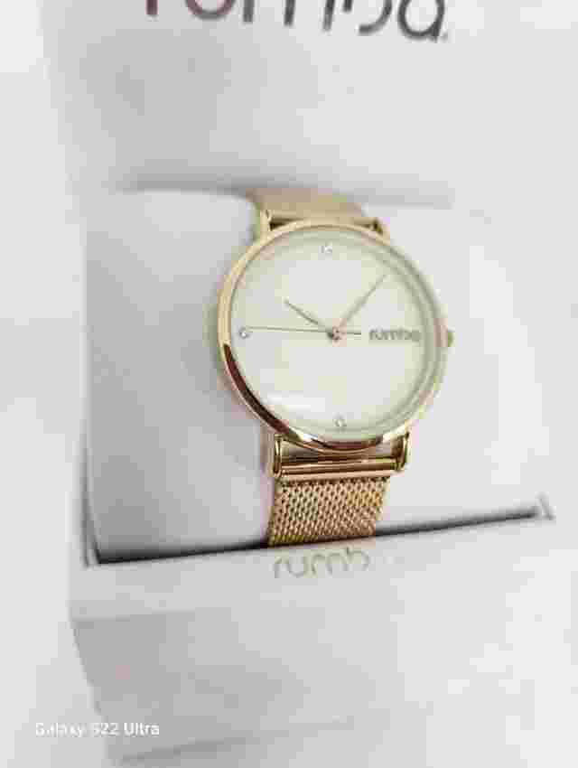Rumba NY LA Gold mesh band watch rhinestone & mother of pearl accents NEW IN BOX