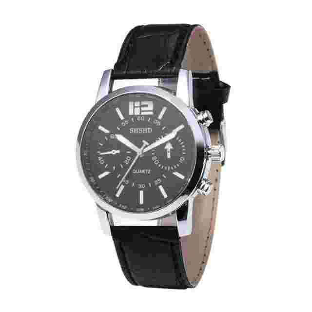 EPIC TIME-Fashion Chrono Stainless Steel Analog Date Sport Quartz Watch-Blk/wht