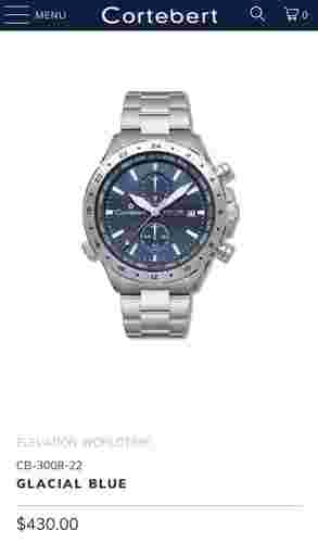 Cortebert 1790 Flottille Diver Coral Brown Swiss Quartz 42 Mm W Black Rubber SS