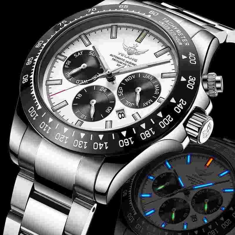 YELANG Men Automatic Watch Pilot Military Luminous Mechanical Wristwatch 10ATM