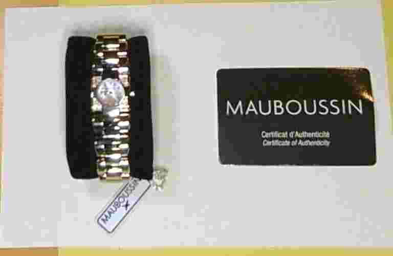 MAUBOUSSIN Mini Carre Lady's Stainless Steel Diamond Mother Of Pearl Wrist Watch