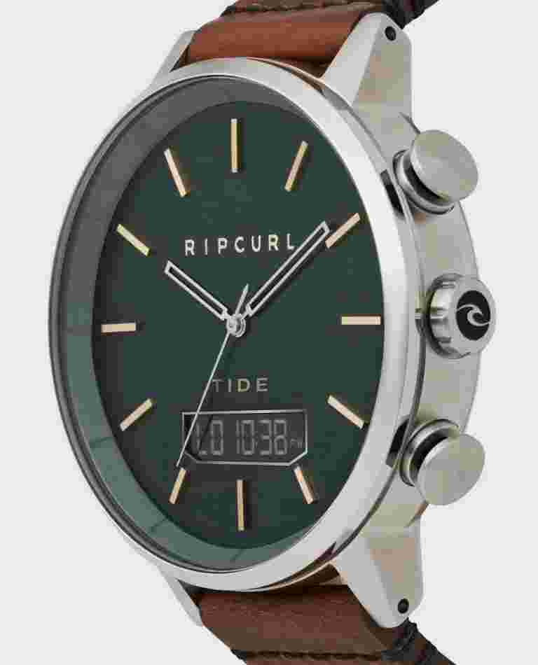 Rip Curl Mens DETROIT TIDE DIGITAL LEATHER SURF WATCH - A1155 Green Rrp $349.99