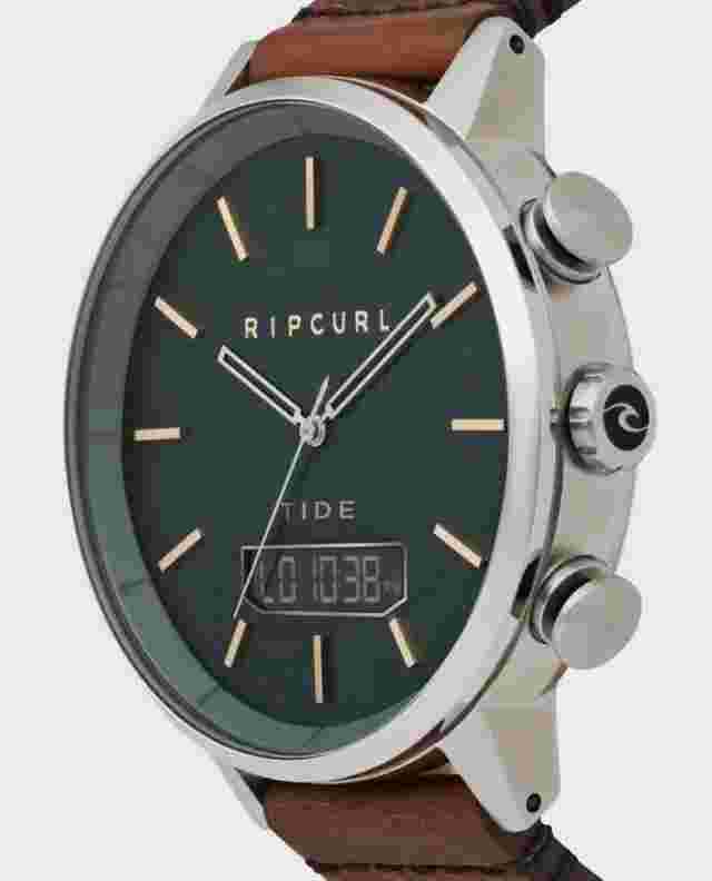 Rip Curl Mens DETROIT TIDE DIGITAL LEATHER SURF WATCH - A1155 Green Rrp $349.99