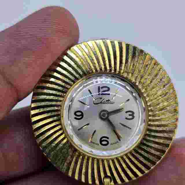 WORKING Vintage Chateau Pendant Watch Women 36MM Gold Tone Manual Wind