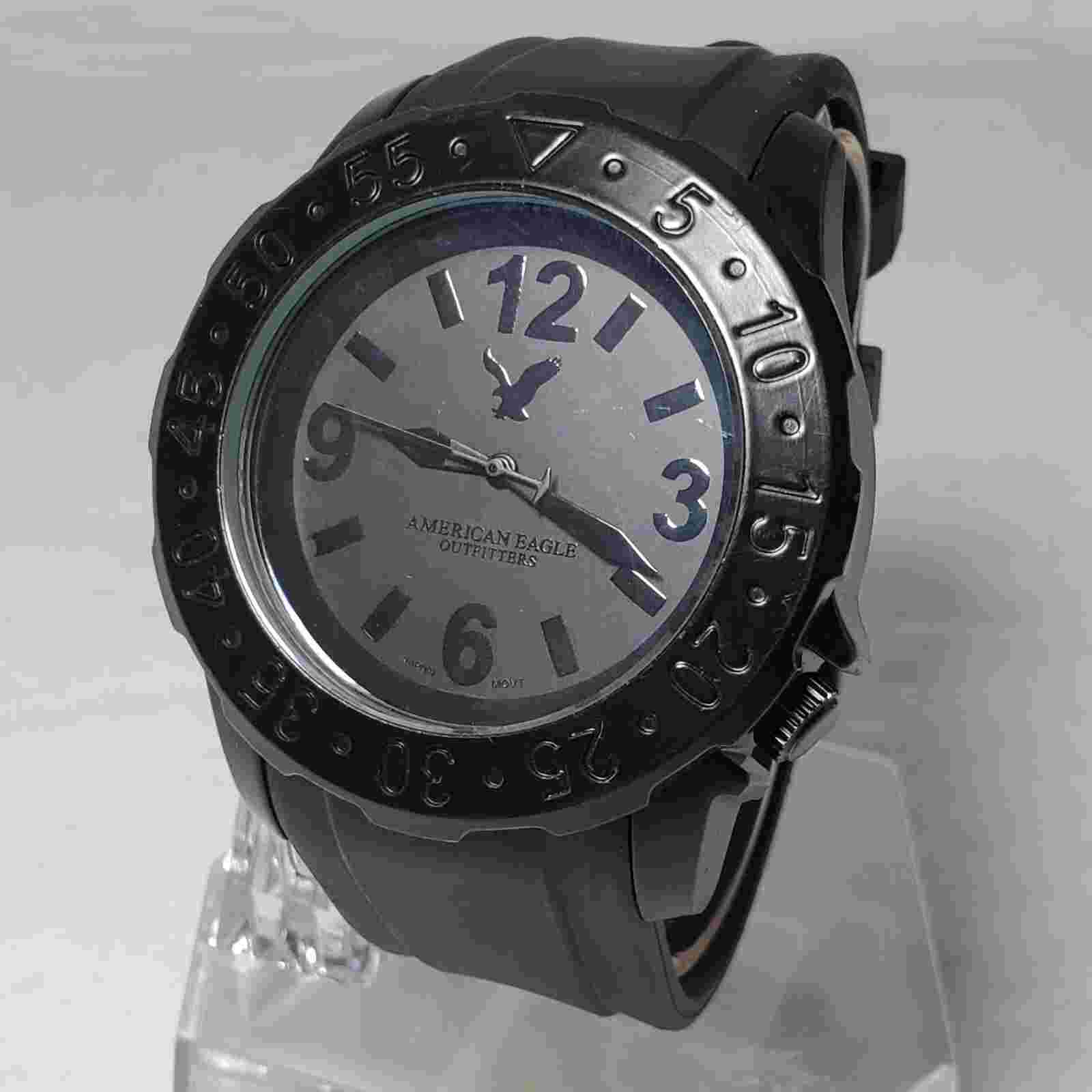 AMERICAN EAGLE OUTFITTERS ANALOG QUARTZ Men's BLACK TONE Wristwatch NEW BATTERY