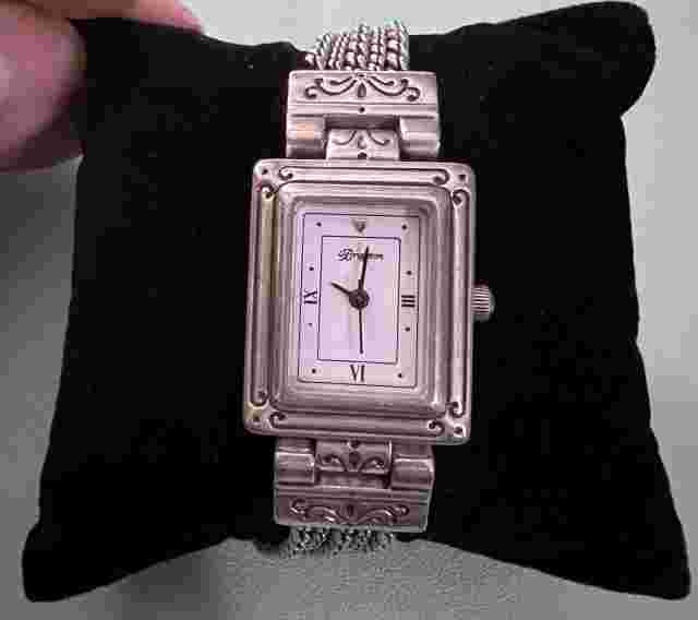 Brighton Tivoli Multi Strand Silver Black Scroll Toggle Clasp Watch VTG Untested