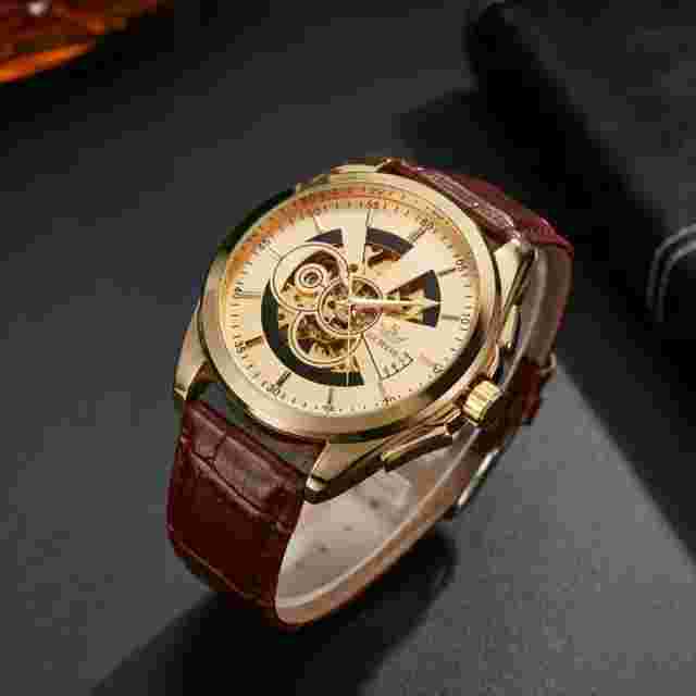 New Men's Classic Stainless Steel Vintage Sports, Business Watch leather straps