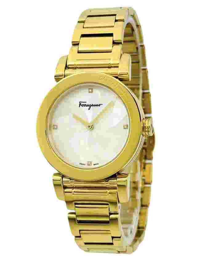 Ferragamo Women's FP1730016 Gold IP Treatment MOP Dial Dimond Indexes Watch