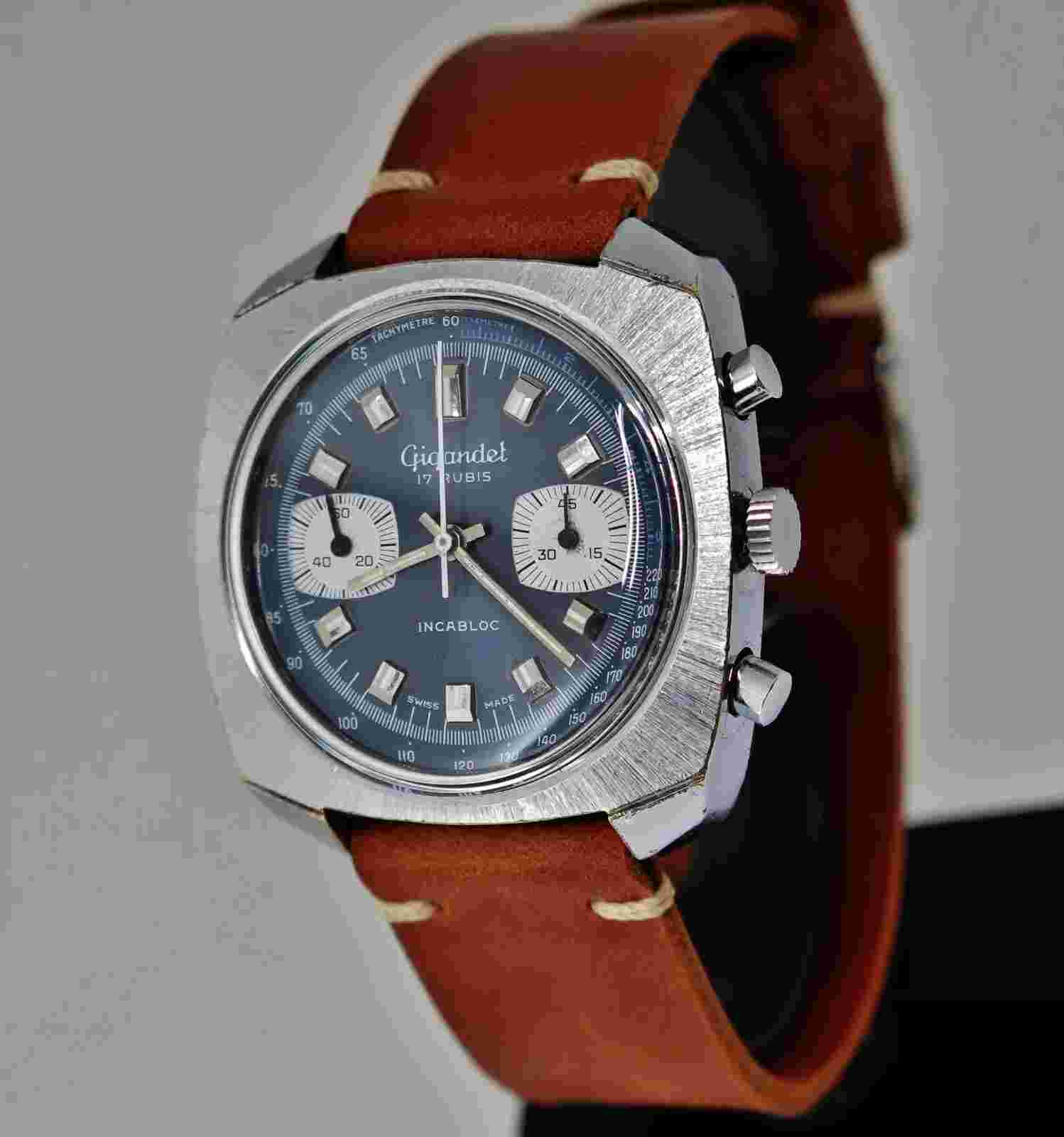 Chronograph Gigandet, Valjoux 7733, hand winding fully serviced, vintage, 70's
