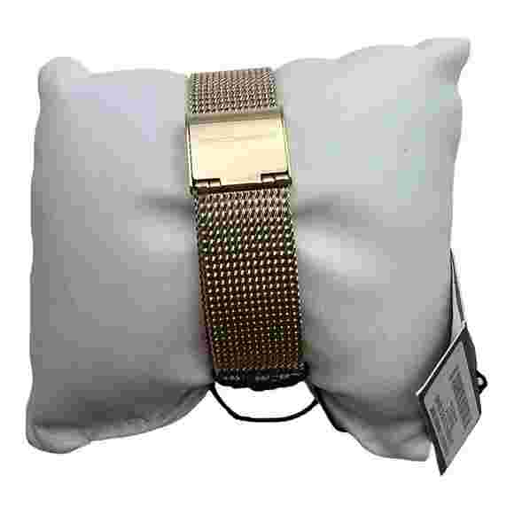 Rebecca Minkoff Gold-Tone Major Watch Mesh Studded Strap Black Dial New