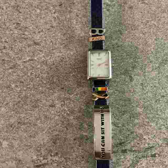 Keep Collective Silver Tone MOP Dial Womens Watch Double Wrap Band W/Charms BCF