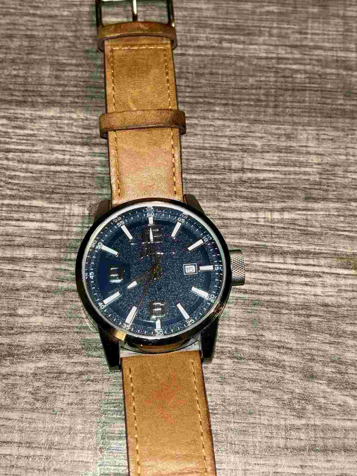 Marc Anthony Mens Blue Dial Wristwatch W/ Genuine Leather Band FMDMA179