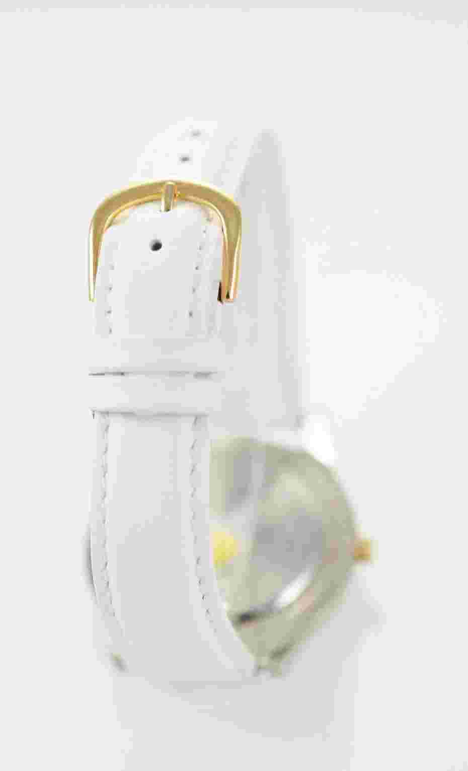 Times Square Men's White Leather Stainless Water Resistant 24hr Quartz Watch