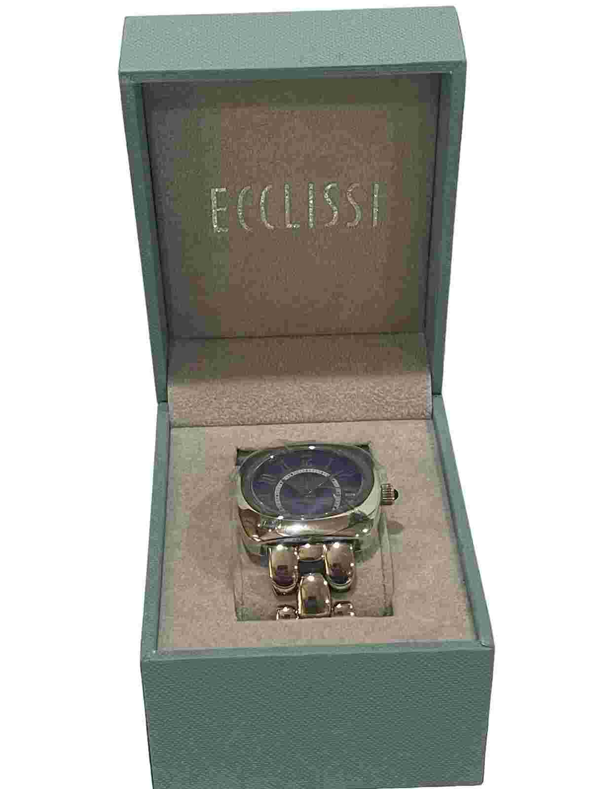 Ecclissi 32697 Crystal Blue Dial 925 Sterling Silver Bracelet Watch 78g