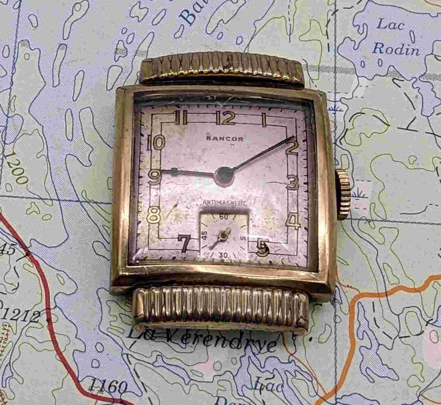 Vtg Bancor Britix Gold Tone Square Mechanical Watch FOR PARTS or REPAIR