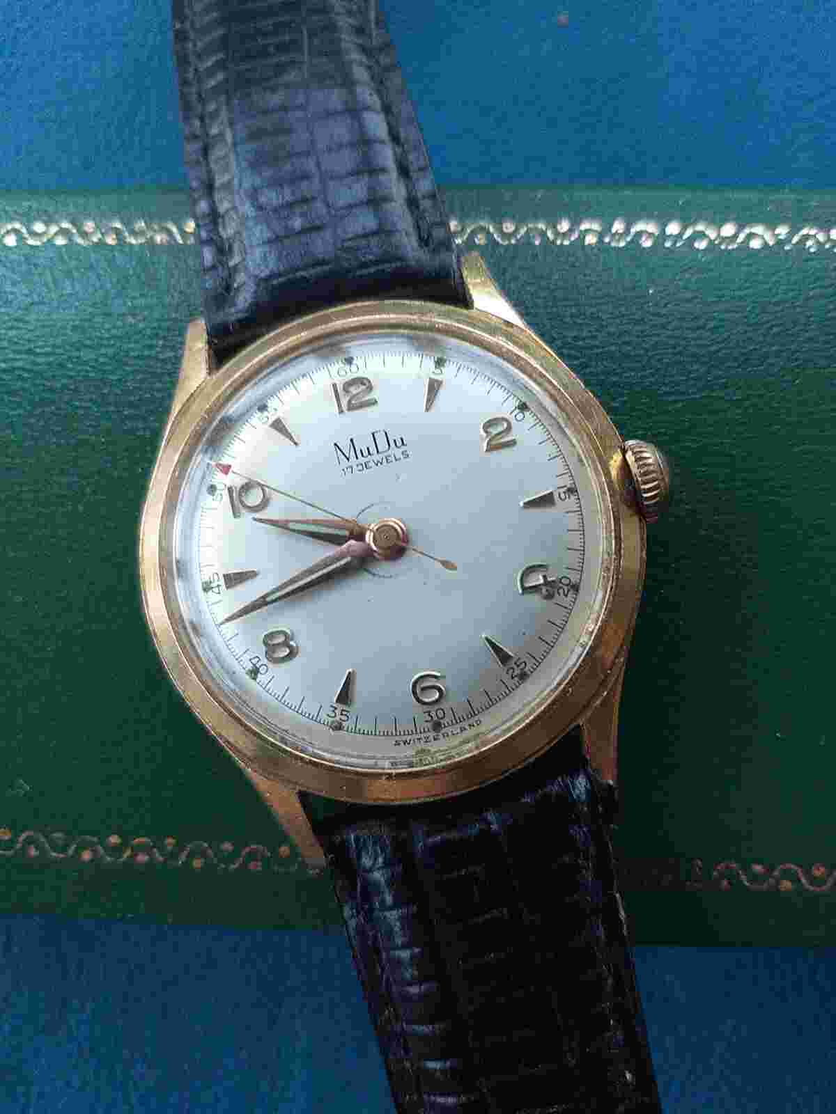 Vintage Gents MUDU watch 1950s Swiss Manual 17 Jewels AntiMagnetic Shockproof