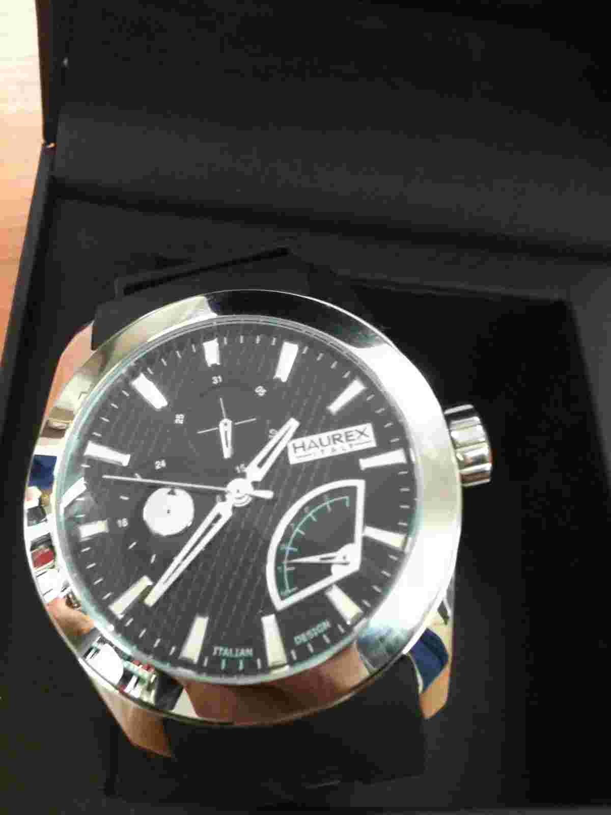 Haurex Italy Magister Round Steel Day Retrograde Date Watch Item No. 3A501UNN