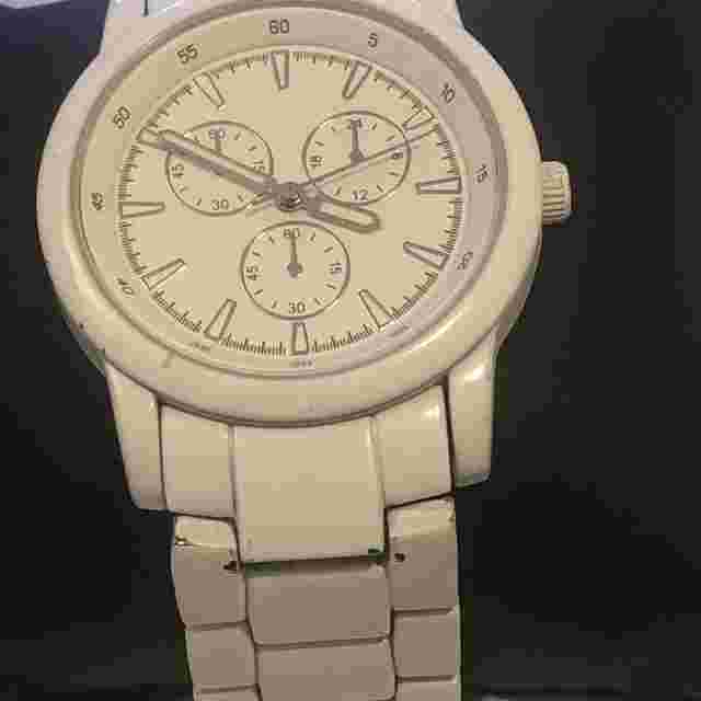Merona Chronograph Watch White Women’s NEW BATTERY