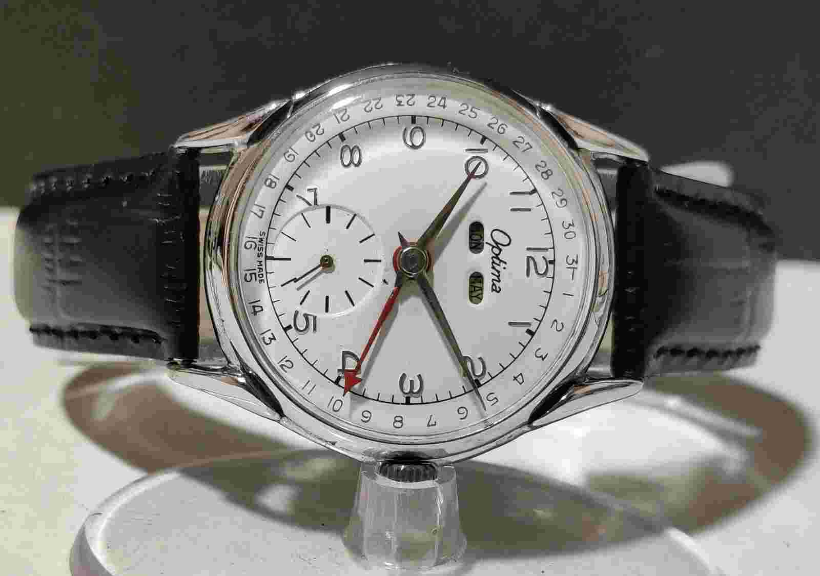 Original Optima Side Second Calendar 34mm Hand Winding Men's Wrist Watch IR207