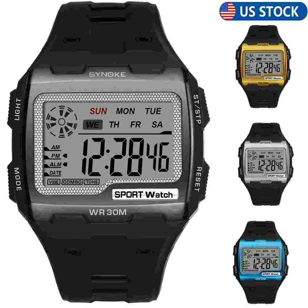 Men's Square Watch Outdoor Multifunctional Large Screen Sports Watch LED Display