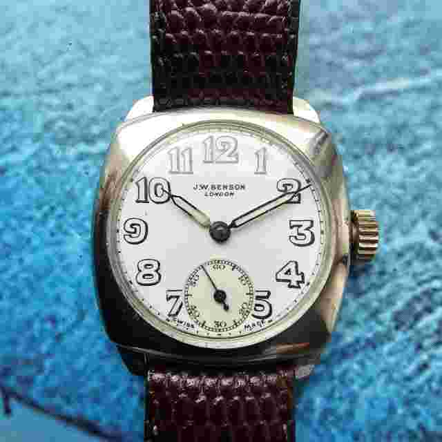 Vintage J W Benson Cushion Hand-Winding Men's Watch