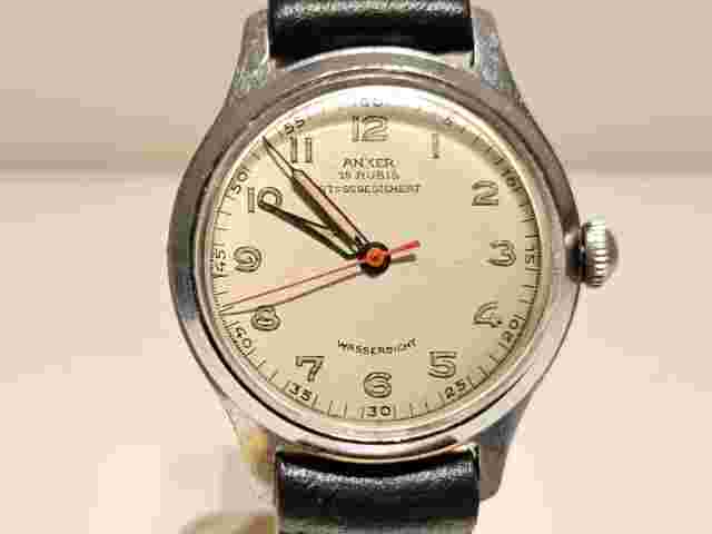 VINTAGE WW2 GERMANY RARE CHROMED WASSERDICHT MEN'S MECHANICAL WATCH"ANKER" 15j.