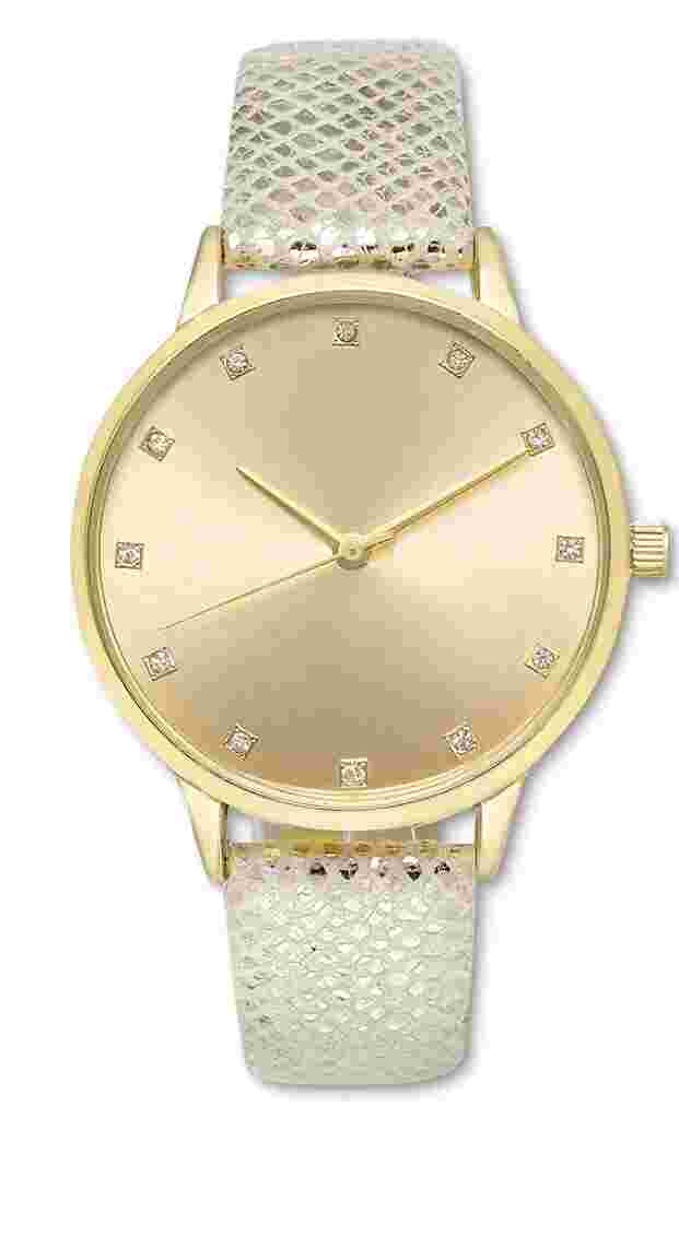 I.N.C. International Concepts Women's White Gold Snake Print Strap Watch 36mm