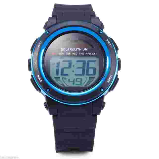 EPIC TIME- Solar Power LED Sports Watch- 5ATM Water Resistant -w Backlight Alarm