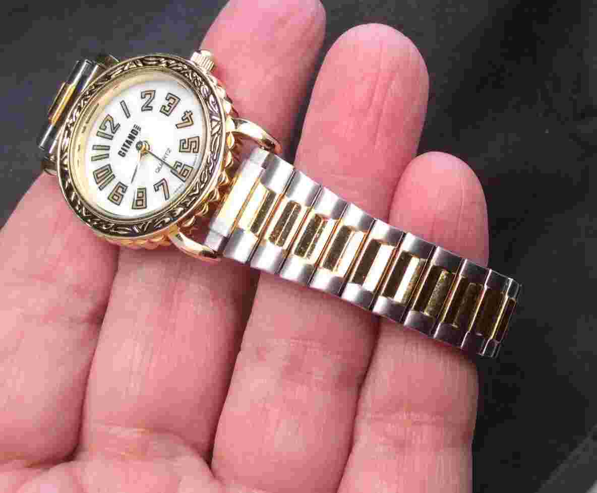 Ladies Gitano Quartz Watch Gold Tone With Two Tone Flex Band Model 1910