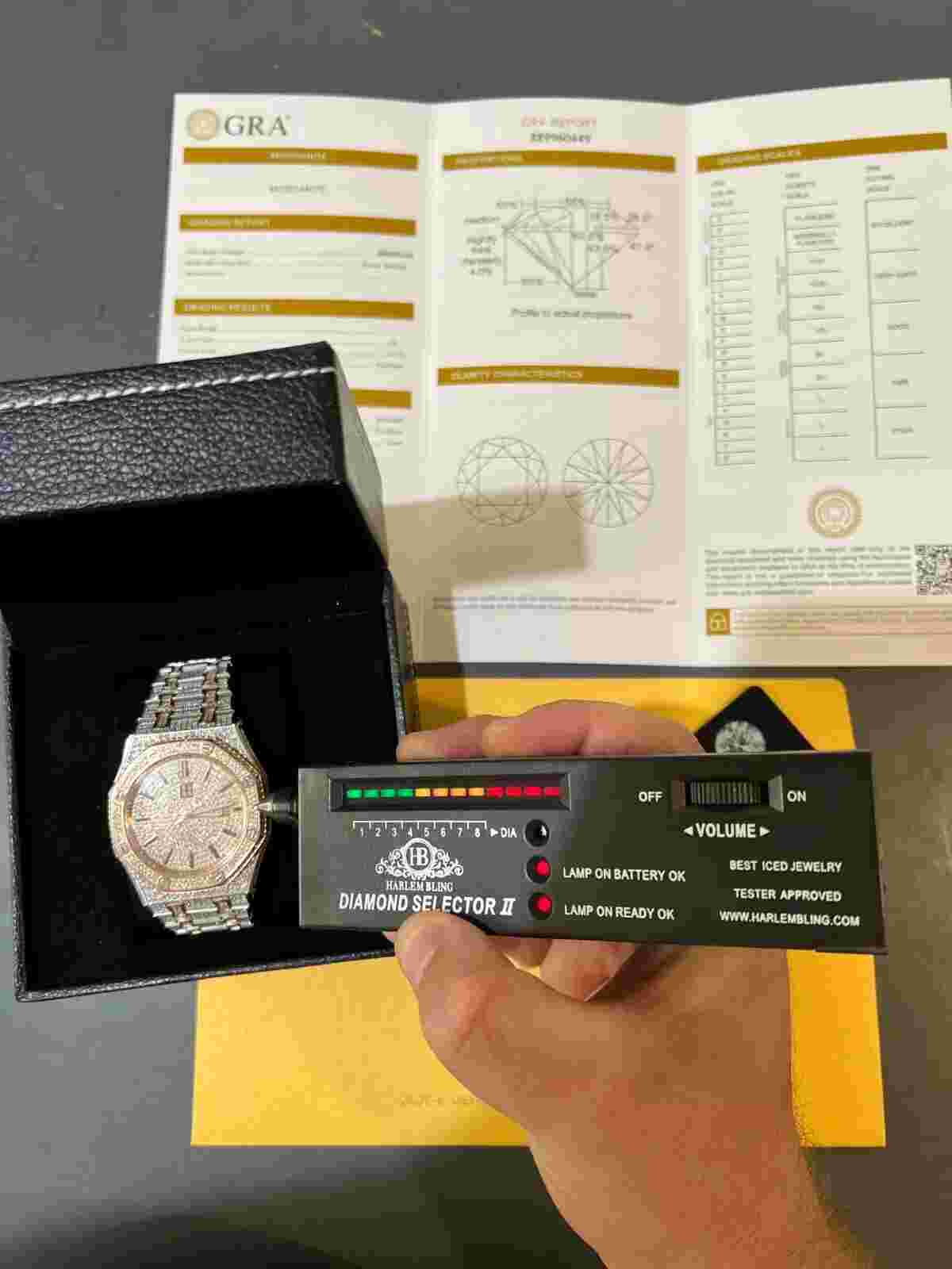 Bust Down Automatic MOISSANITE Watch TwoTone Rose Gold Plated Pass Diamond Test
