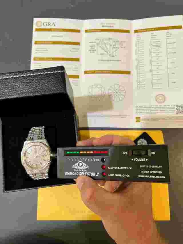 Bust Down Automatic MOISSANITE Watch TwoTone Rose Gold Plated Pass Diamond Test