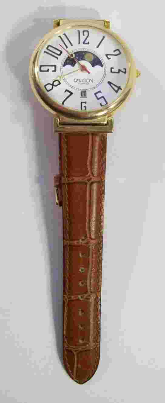 Women's Sasson Quartz Moon Phase Wristwatch, Works, Leather Band, large Face