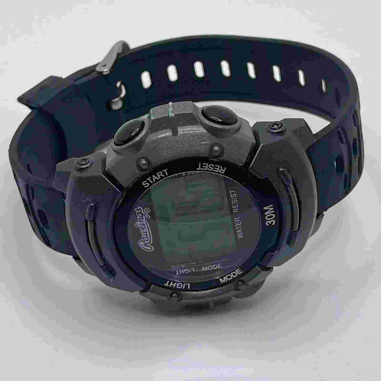 Rawlings Digital Watch Mens 48mm Case Chronograph Alarm Black Resin Band