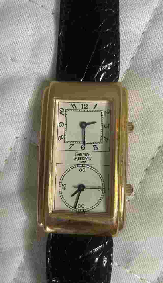 Emerich Meerson Watch ~ Black Crocodile Leather ~ Battery Replacement Required