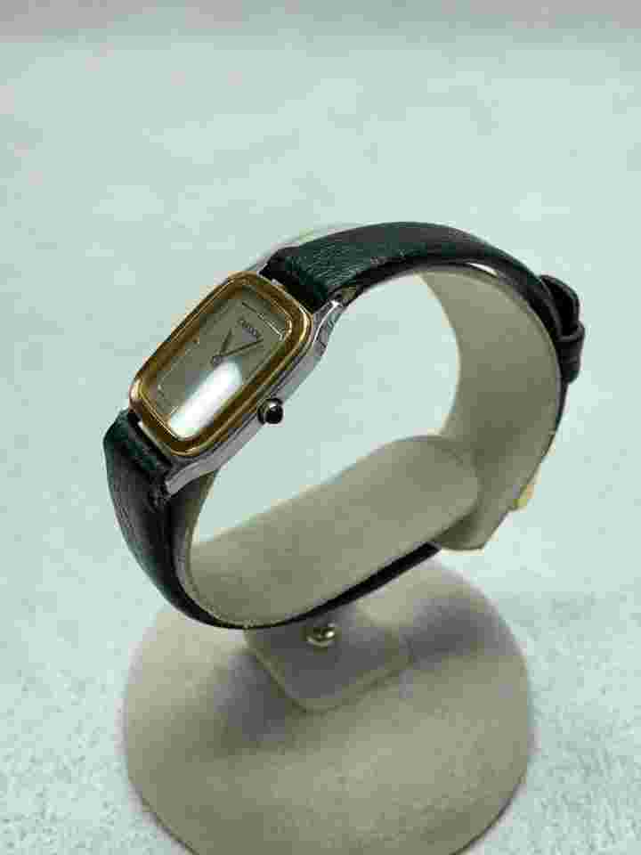 CREDOR Quartz Watch Analog Leather SLV/BLK SS 8420-6730 Near Mint JAPAN