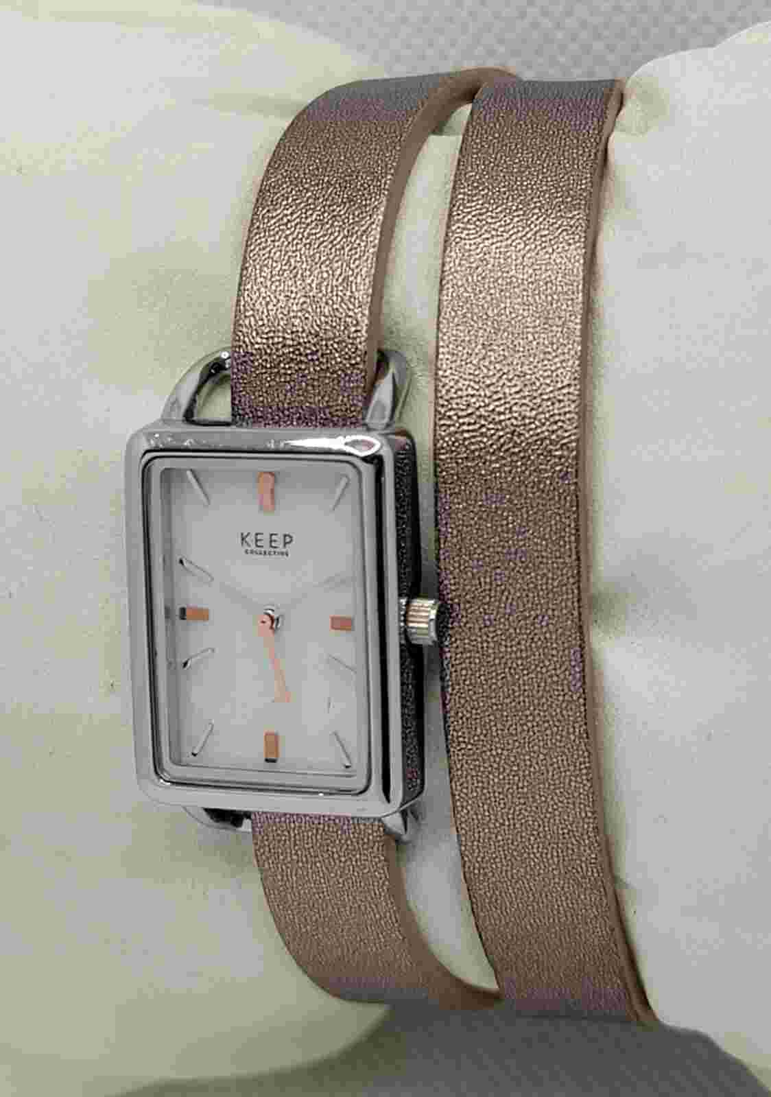 Ladies KEEP Collective Rectangle MoP Silver Tone Rose Gold Time Key Watch G6
