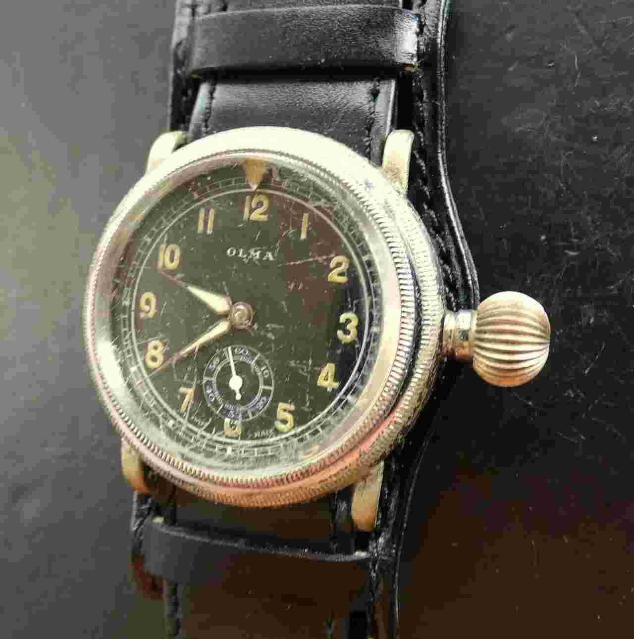 Olma WW2 Military German Reichsluftwaffe Pilot Service Watch Circa 1935