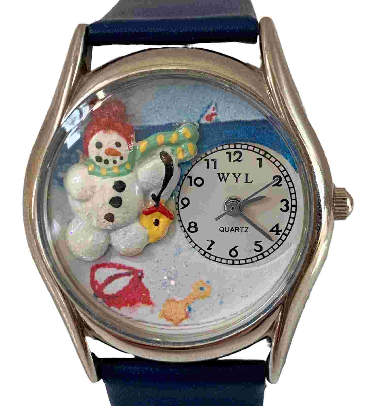 Vintage Whimsical Snowman-Themed Silver Finish Watch w/New Battery