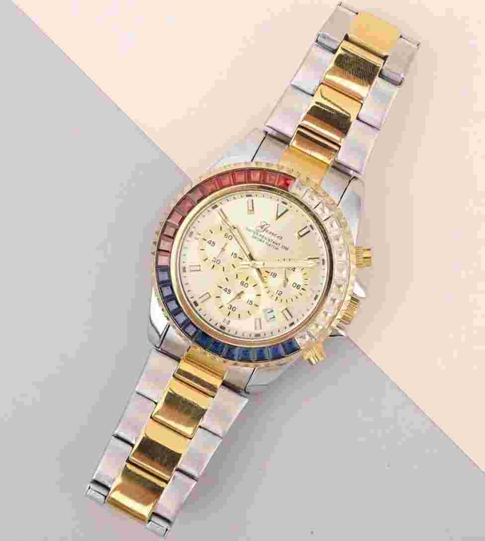 LUSTRO STELLA GENOA, FINEST Multi Colored CZ, MULTI FUNCTION WATCH, Japanese mov