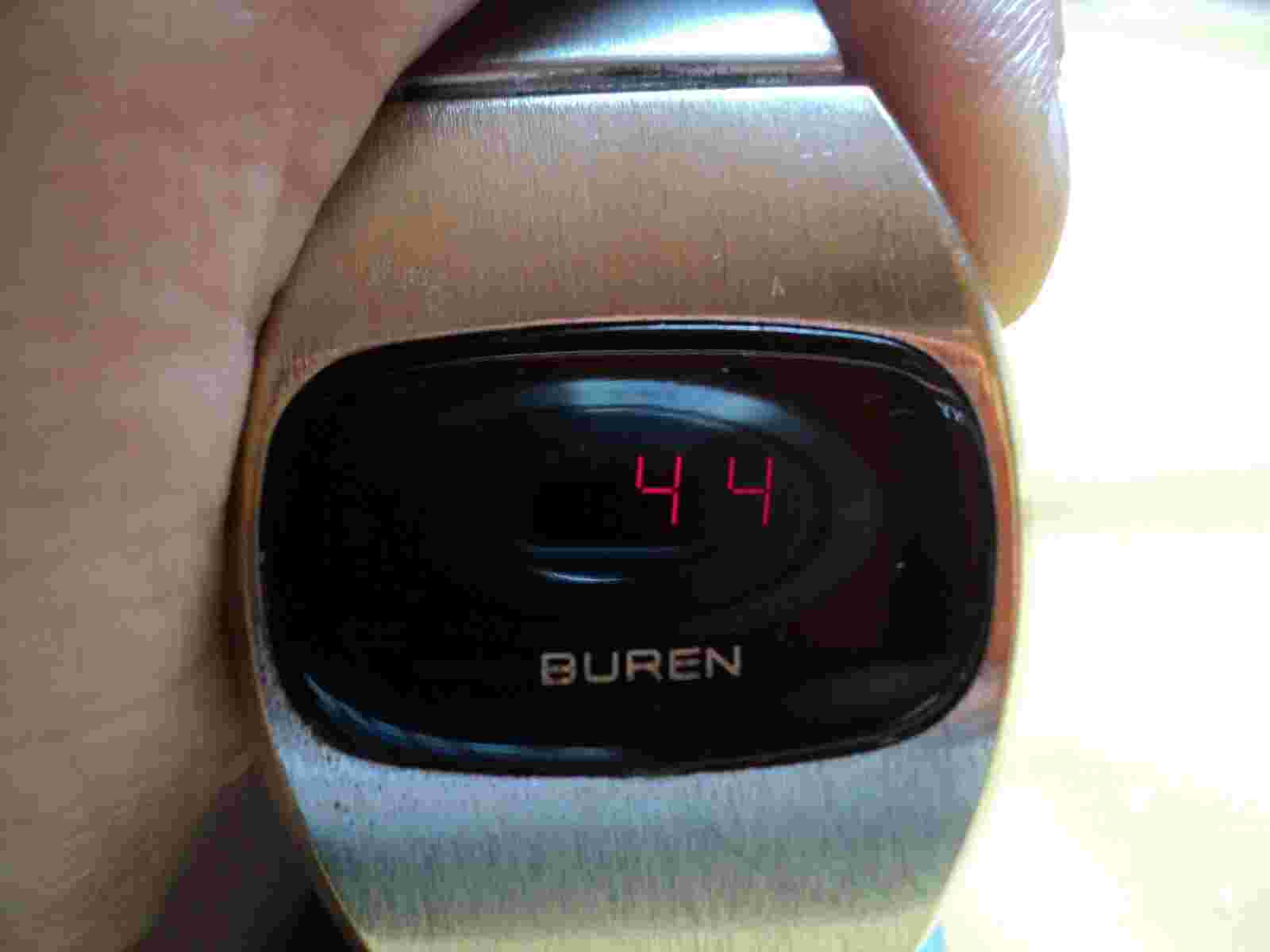 BUREN Swiss made vintage LED watch 36x42mm nice 70's style