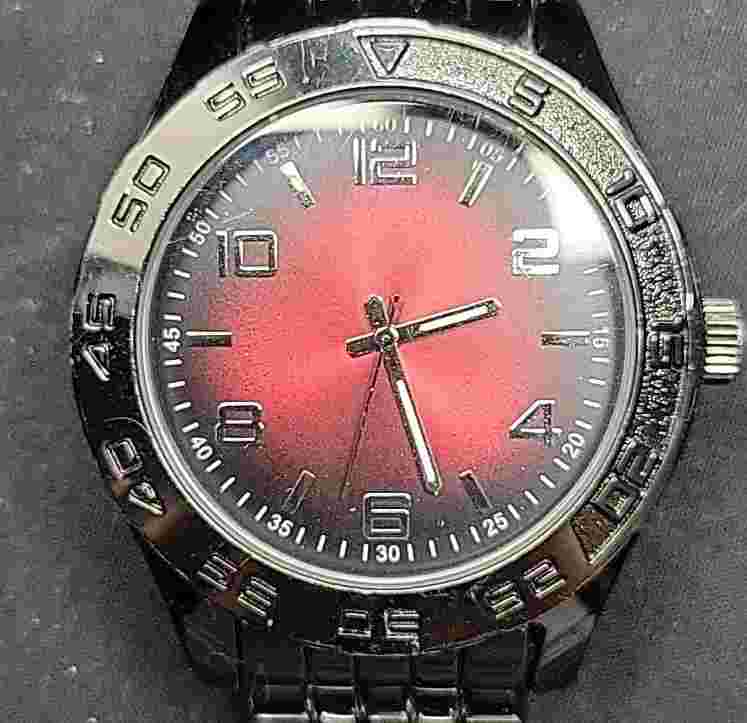 Allude Black Japan Quartz Analog 43mm Watch New Battery Runs Great Easy Reader
