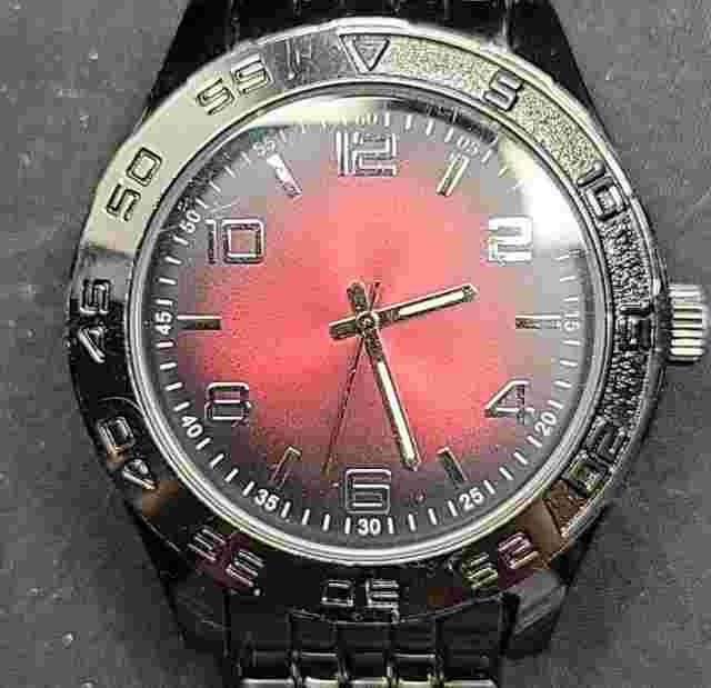 Allude Black Japan Quartz Analog 43mm Watch New Battery Runs Great Easy Reader