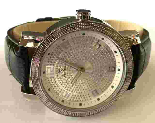 Super Techno I-5525 Quartz Massive Diamond Mens Watch Hip Hop Style Runs