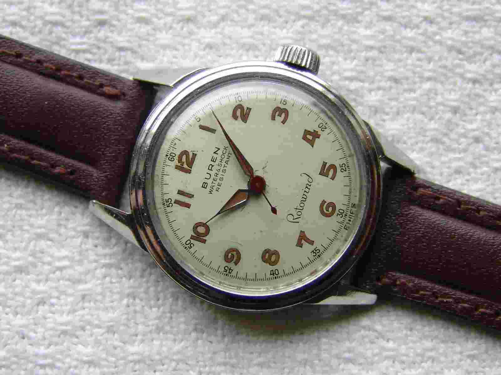 MEN'S vintage BUREN ROTOWIND good condition WWII PERIOD MILITARY WRISTWATCH
