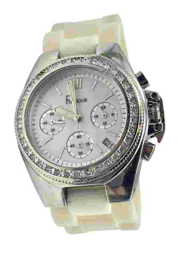 Freelook Watch Made with Crystallized Swarovski White Silicone Band