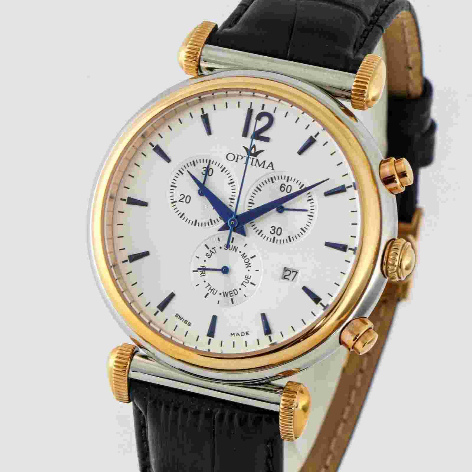 Optima • 44 mm• Swiss chronograph • Date SubDay • WR50M • OSC387-SRL-1