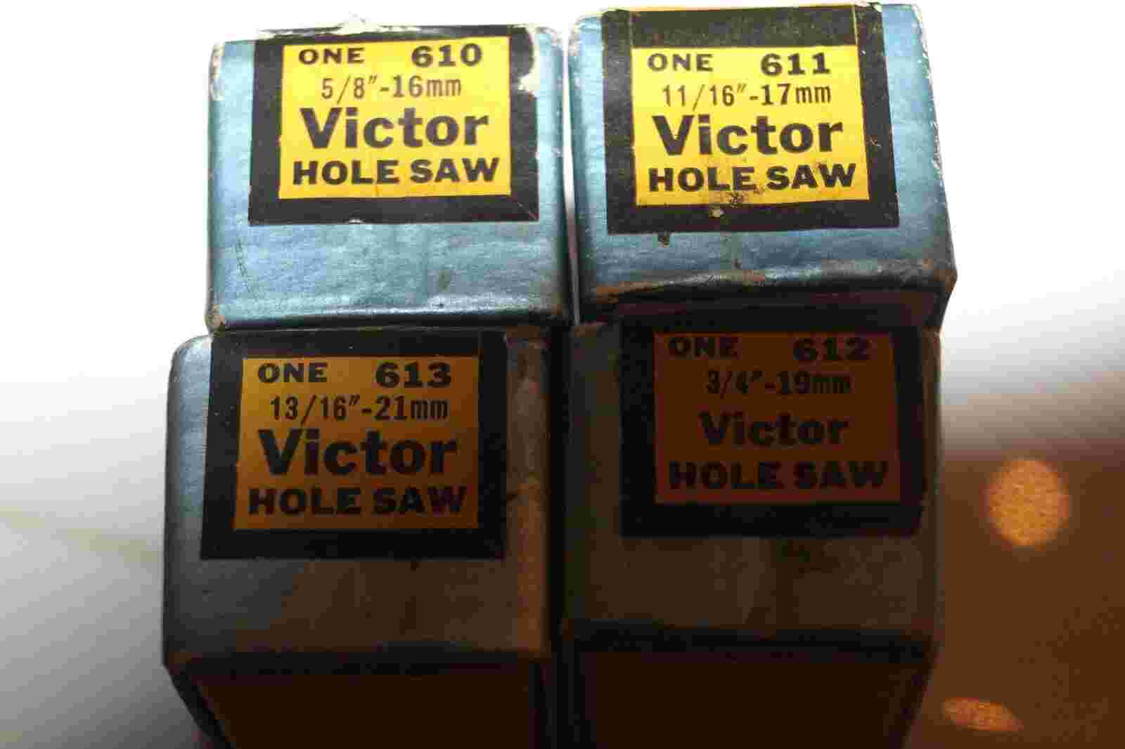 VINTAGE NEW & OLD STOCK W/ BOXES HOLE SAW LOT VICTOR 21 PCS
