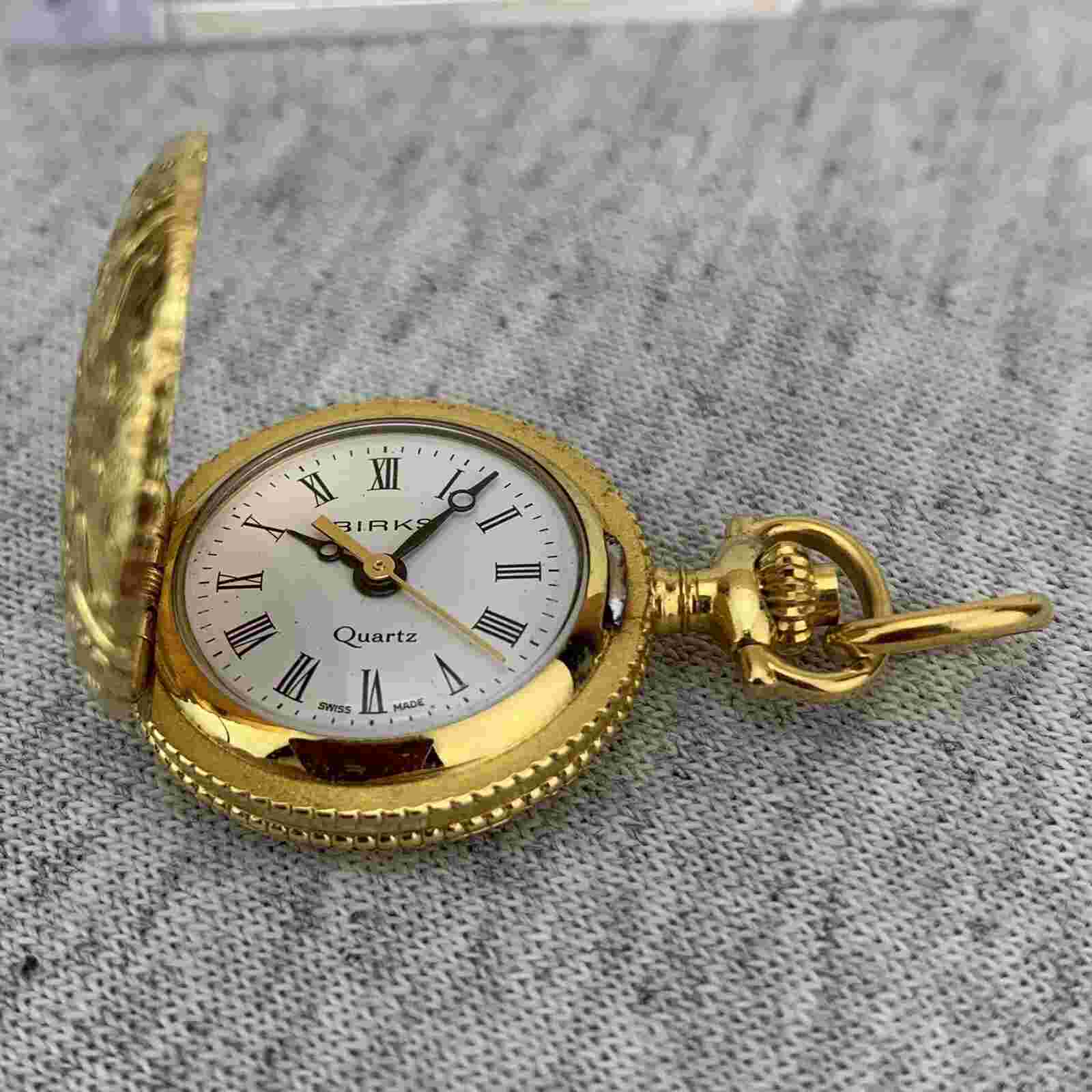 Birks Mini Pocket Watch Pendant Ladies Swiss Floral Gold Repair Parts ESA927.102