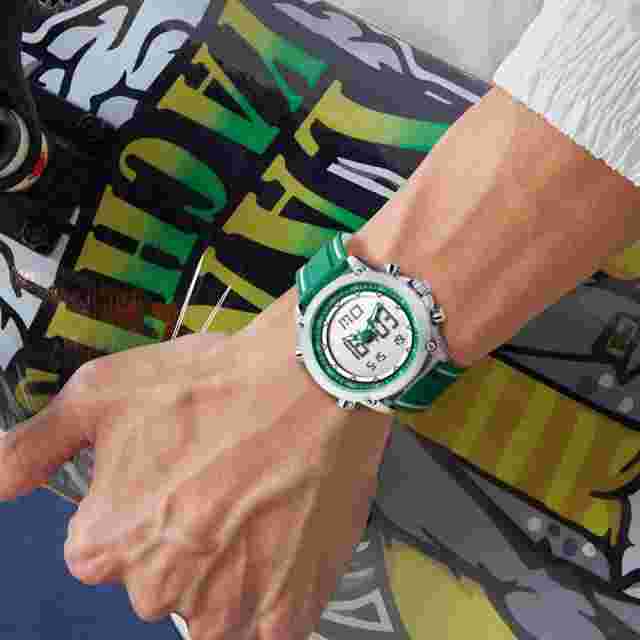 SINOBI Men' Watch Silicone Strap Back Ligh/Alarm/Chronograph, Grey-Green, Su...