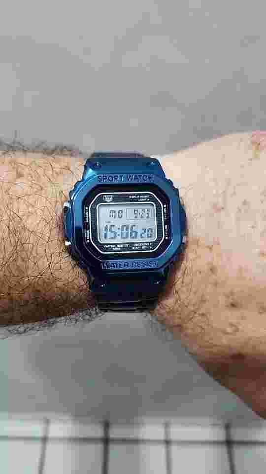 SANDA Men's Electronic Watch Square Sport Wristwatch Waterproof Stainless Steel